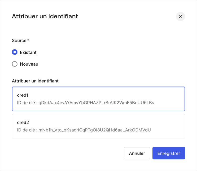 Dashboard > Application > Settings > Assign Existing Credentials