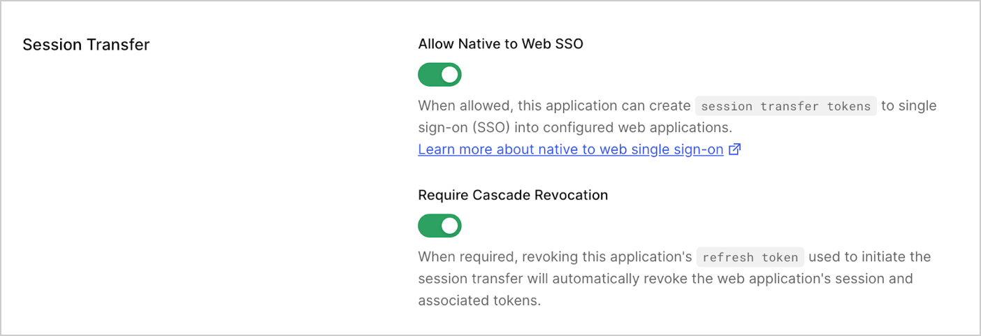 Session Transfer Native application