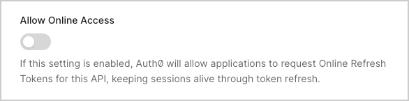 Dashboard Applications APIs Settings Allow Online Access