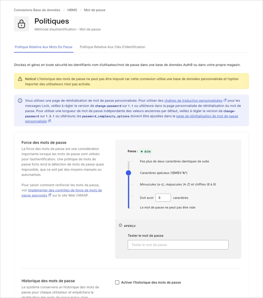 Auth0 Database Authentication - Password Policy - Password Strength