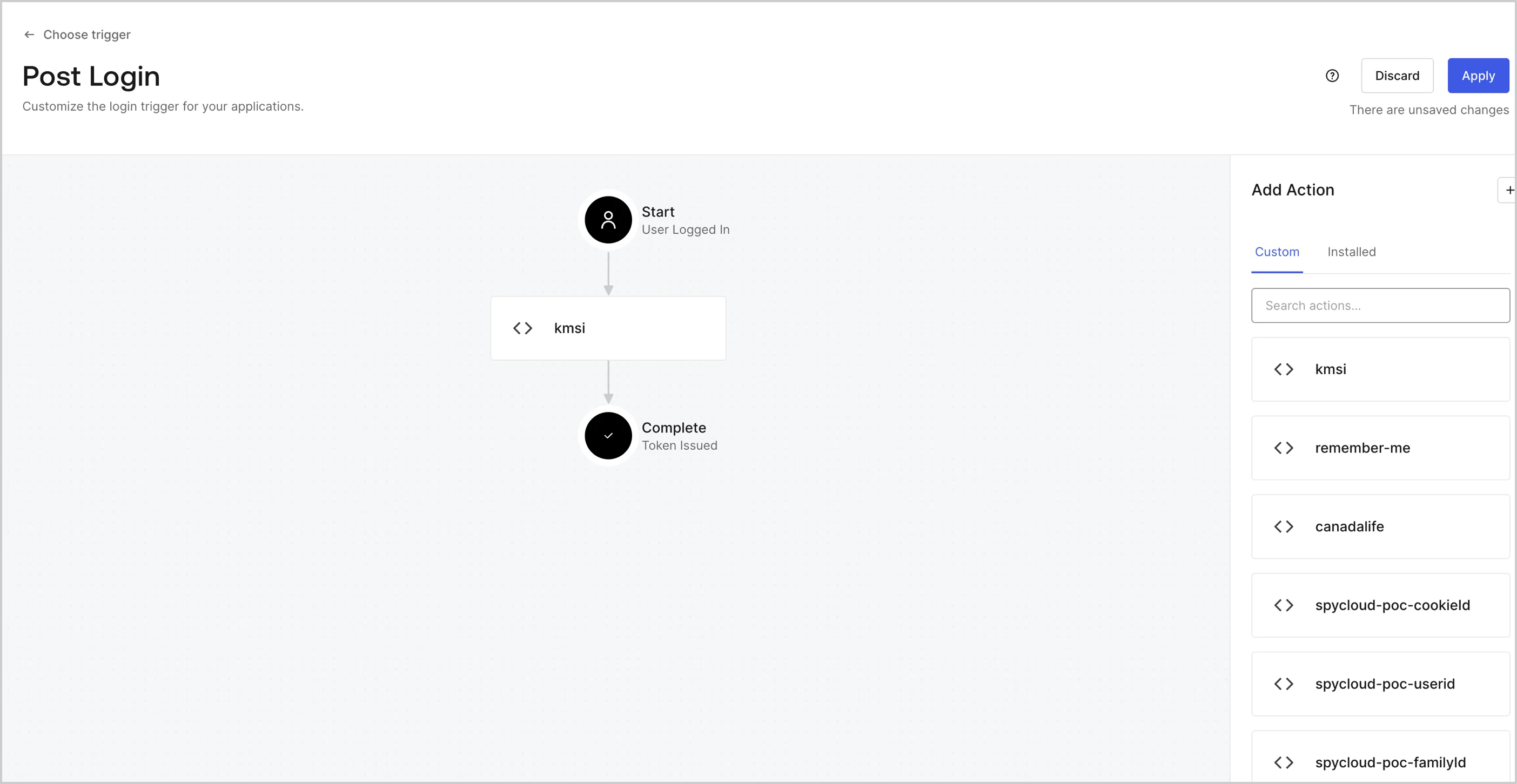 Dashboard Actions Triggers Post Login
