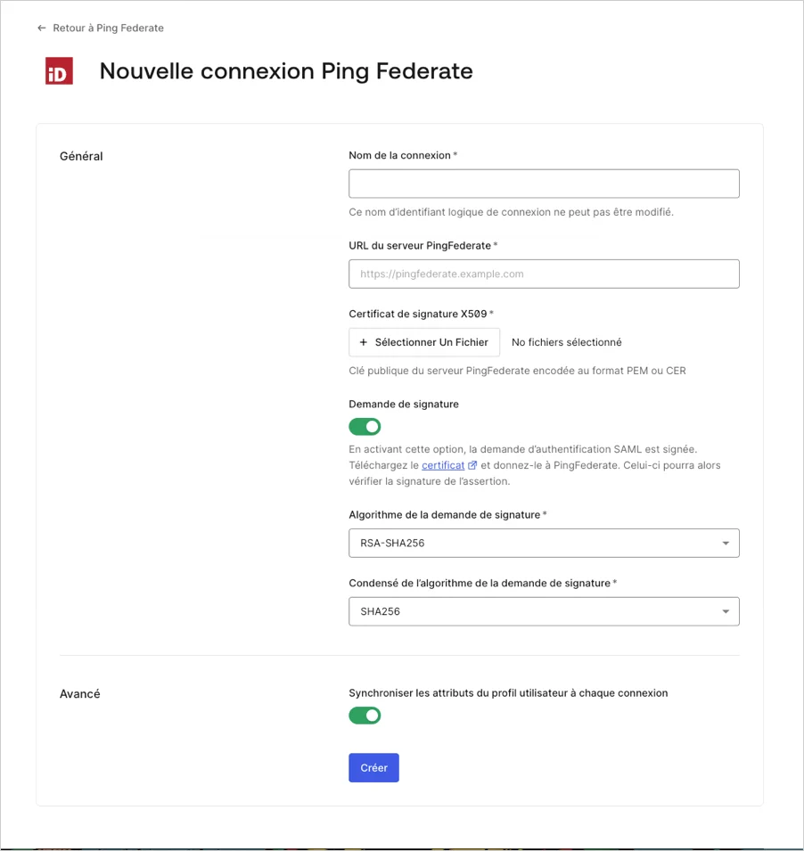 Configurer les paramètres de PingFederate