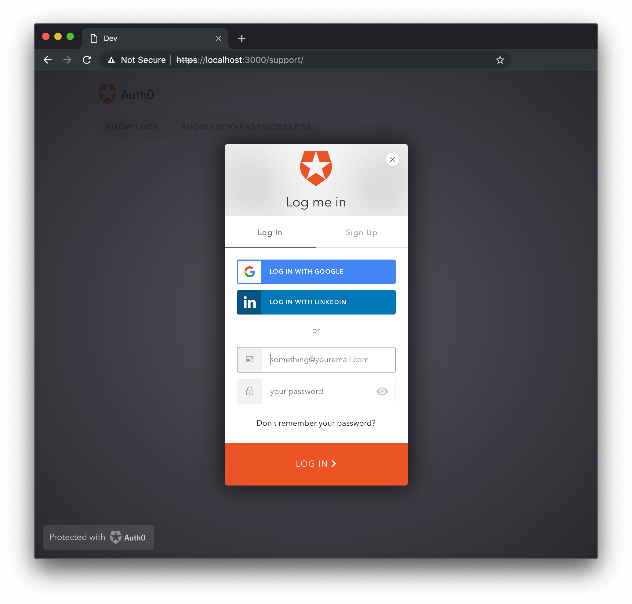 Customizing text in the Lock UI via languageDictionary option