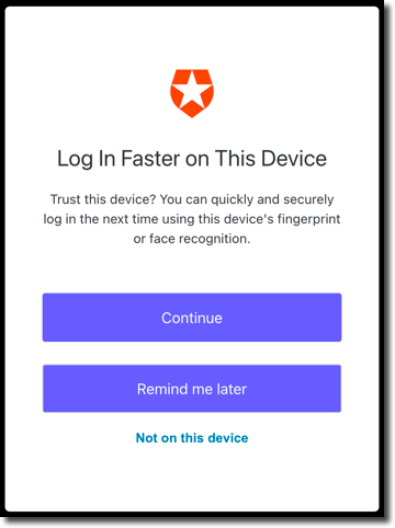 Login - webauthn biometrics - log in faster on this device