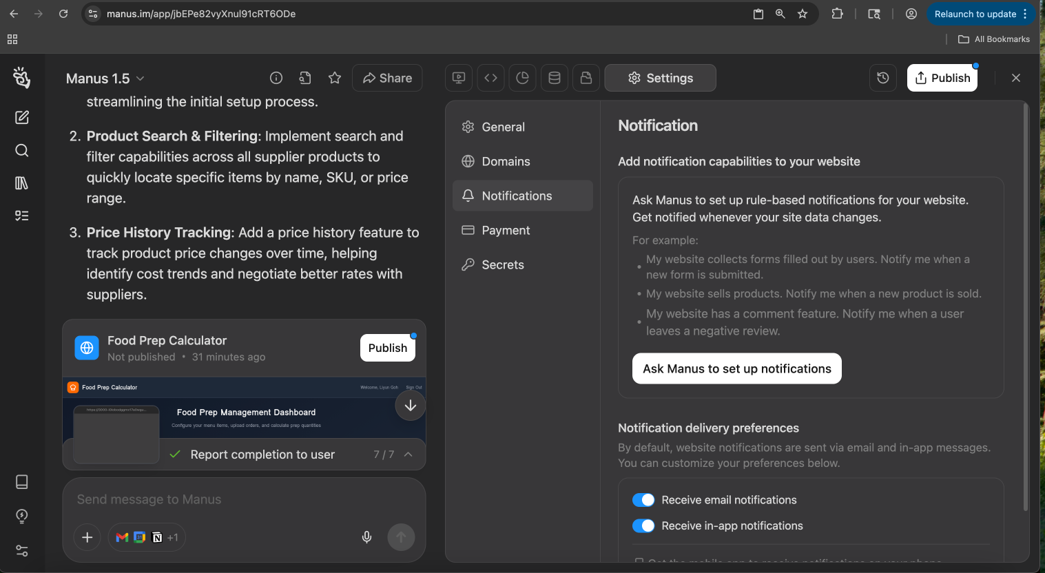 Notifikasi - Manus Documentation