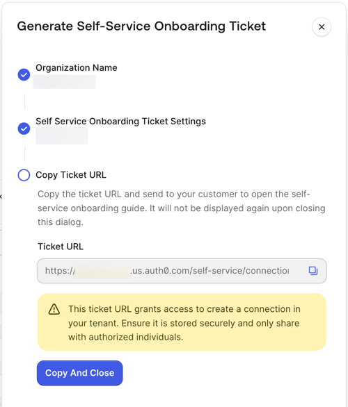 Generate Self-Service onboarding tickets