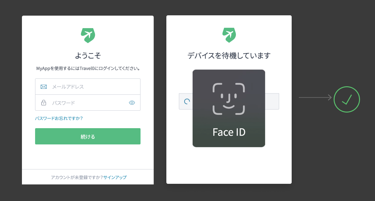WebAuthnデバイスの生体認証のMFAチャレンジ