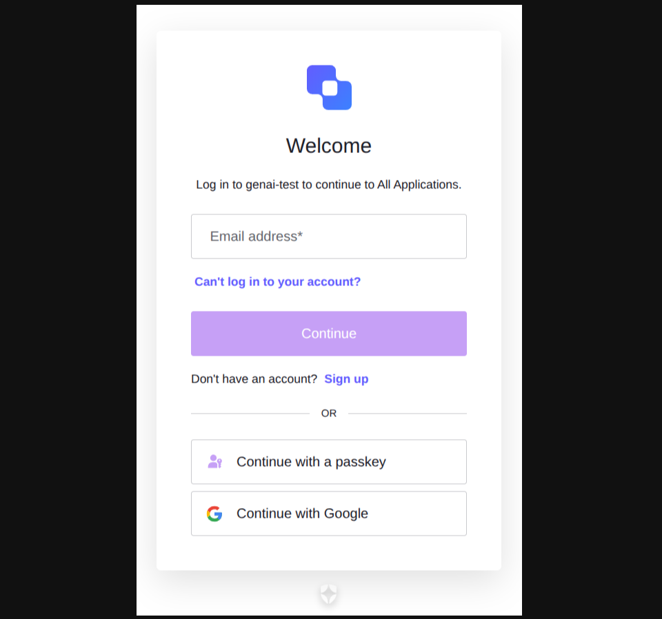 Universal login screen