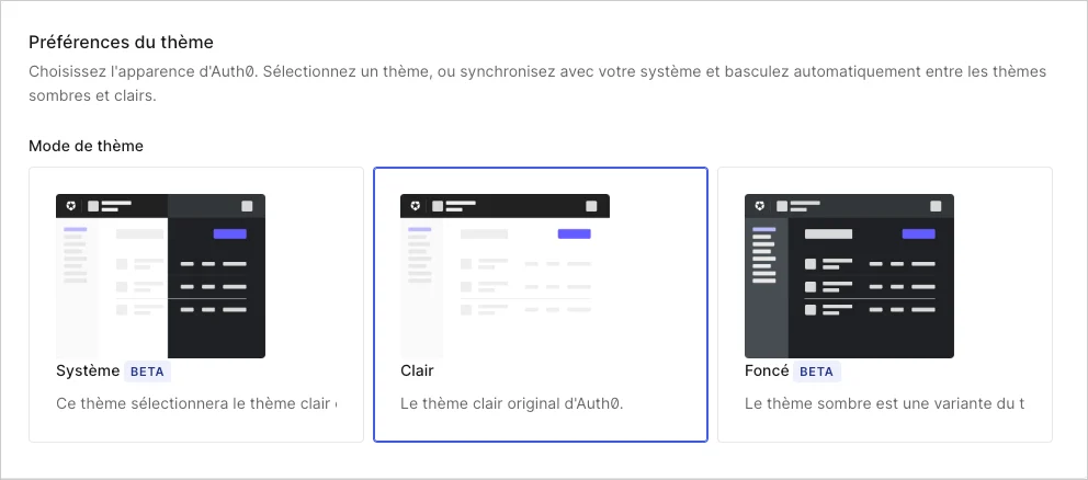 Où vous pouvez changer votre thème dans la section Profile (Profil)