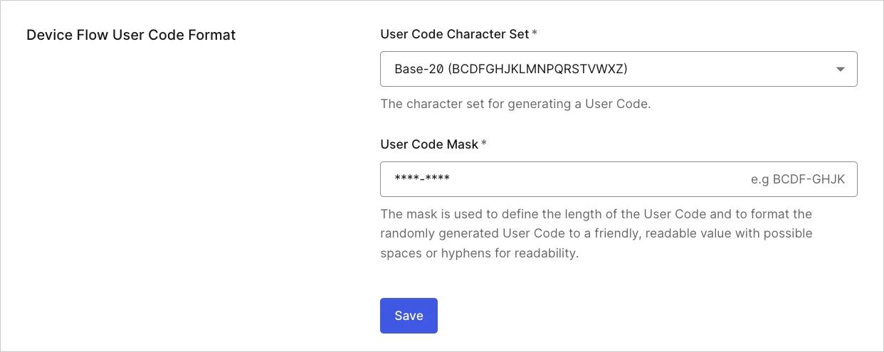 Dashboard Tenant Settings Advanced Tab Device Flow User Code Format