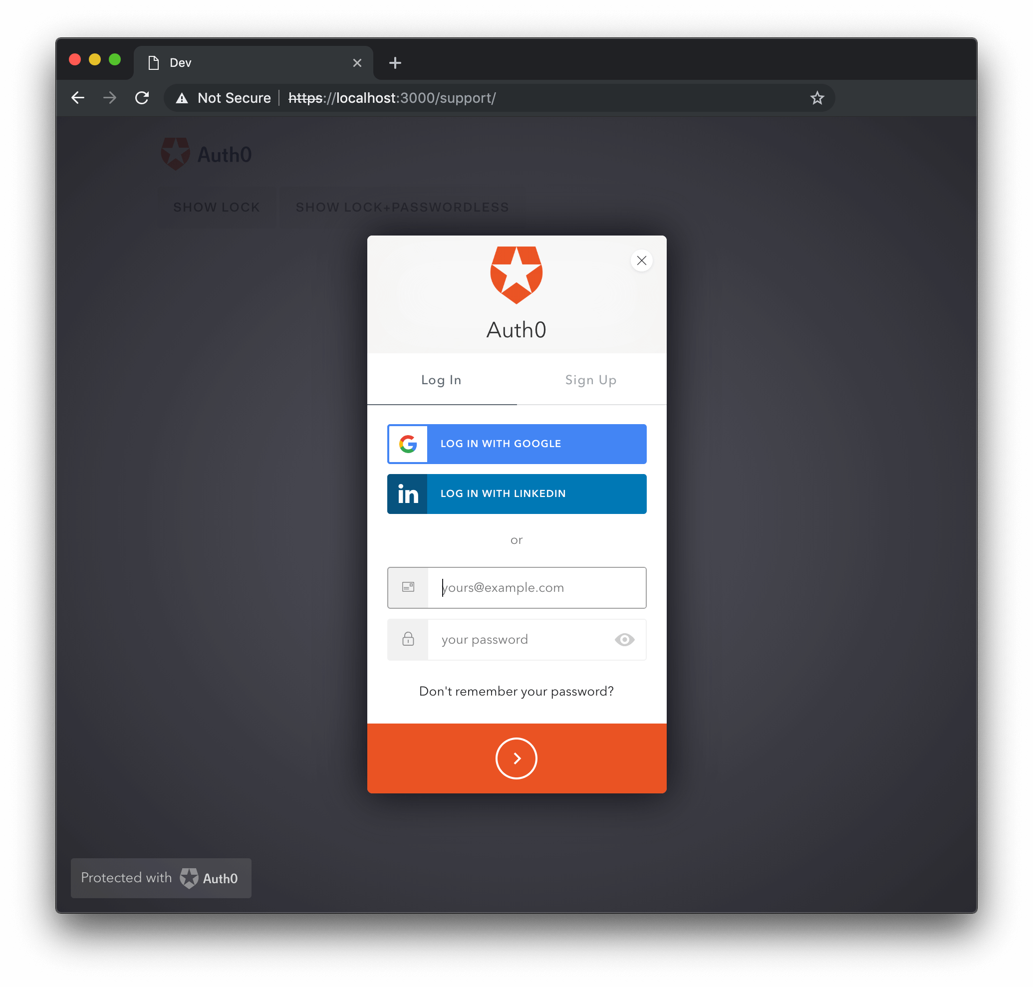 Option Lock : bouton de soumission avec libellé