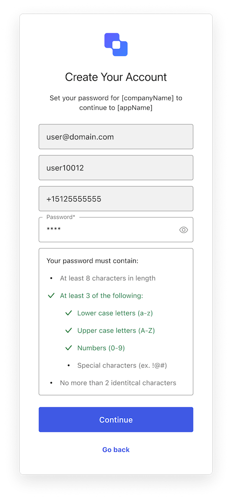 Mot de passe d’inscription avec des ID flexibles