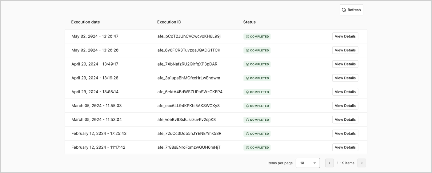 Dashboard > Actions > Forms > Flows > Execution