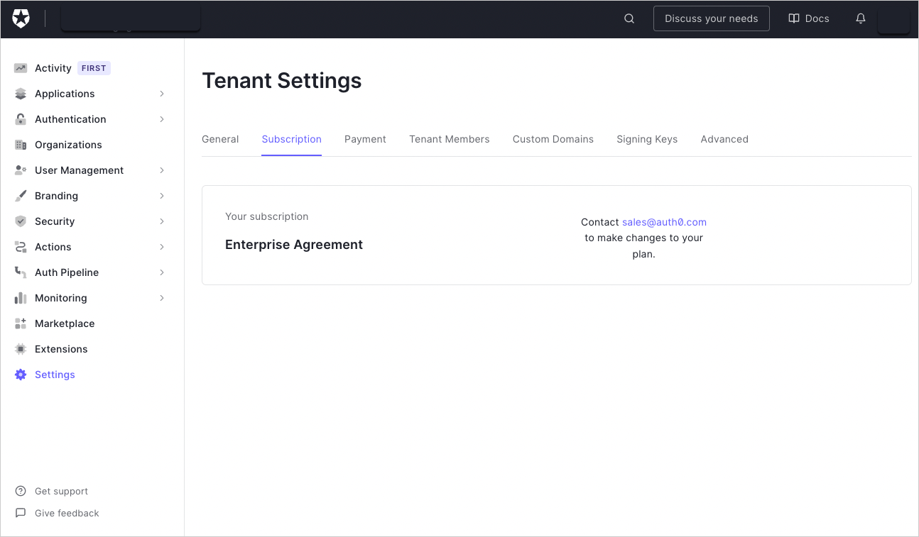 Capture d’écran de ce à quoi vous attendre lorsque l’abonnement de votre tenant est régi par un Enterprise Agreement
