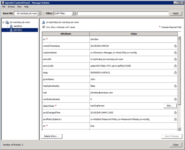 Exemple de diagramme OpenDJ du AD/LDAP Connector