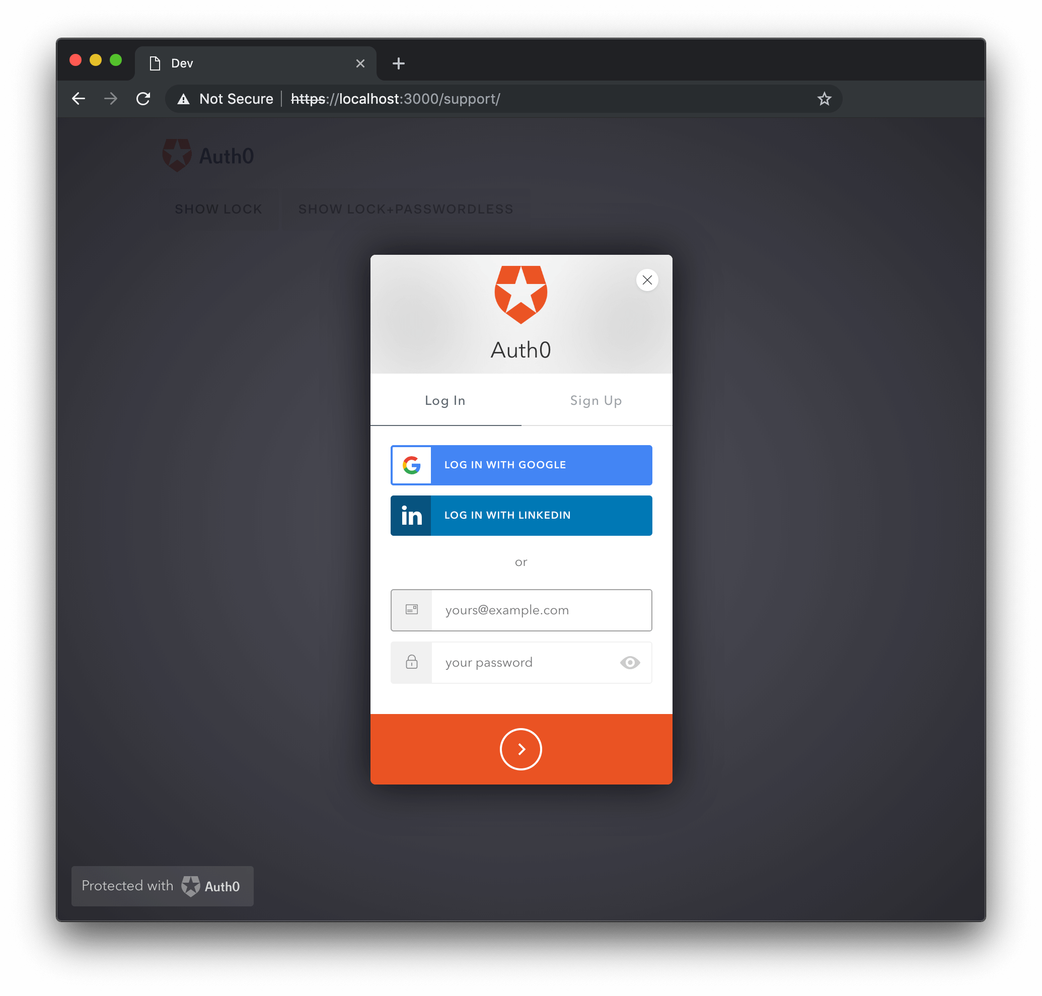 Option Lock : Autoriser mot de passe oublié