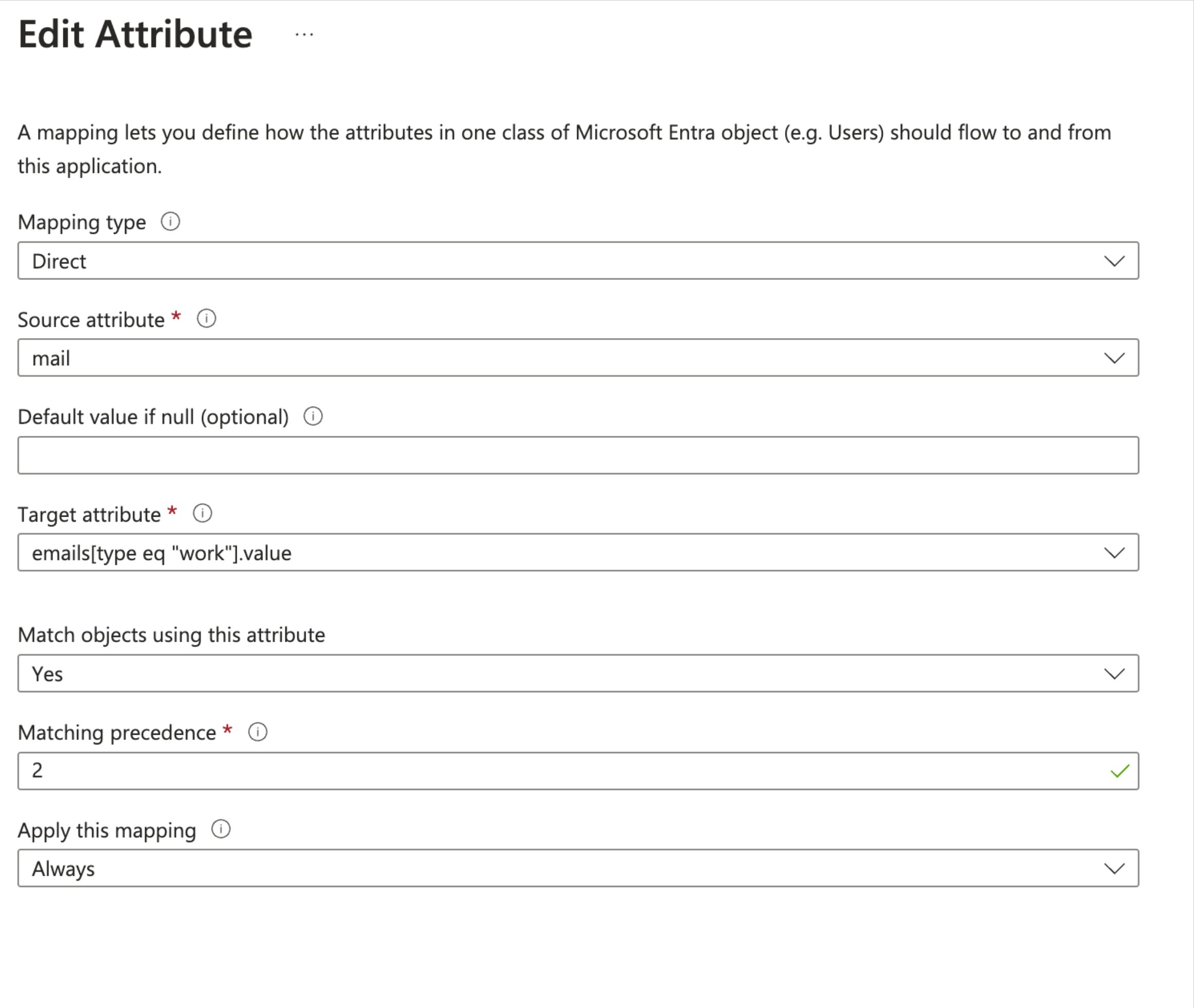 Edit Attribute in Azure AD for Inbound SCIM