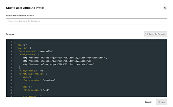 UAP mapping Authentication > Enterprise > Self-Service