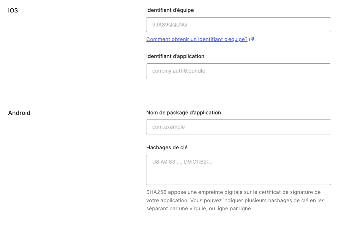 Dashboard (Tableau de bord) Applications Onglet Application Settings (Paramètres d’application) Advanced Settings (Paramètres avancés) Onglet Device Settings (Paramètres de périphérique)