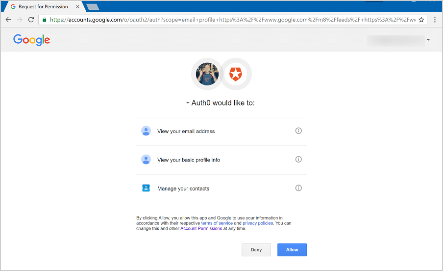 Consent screen