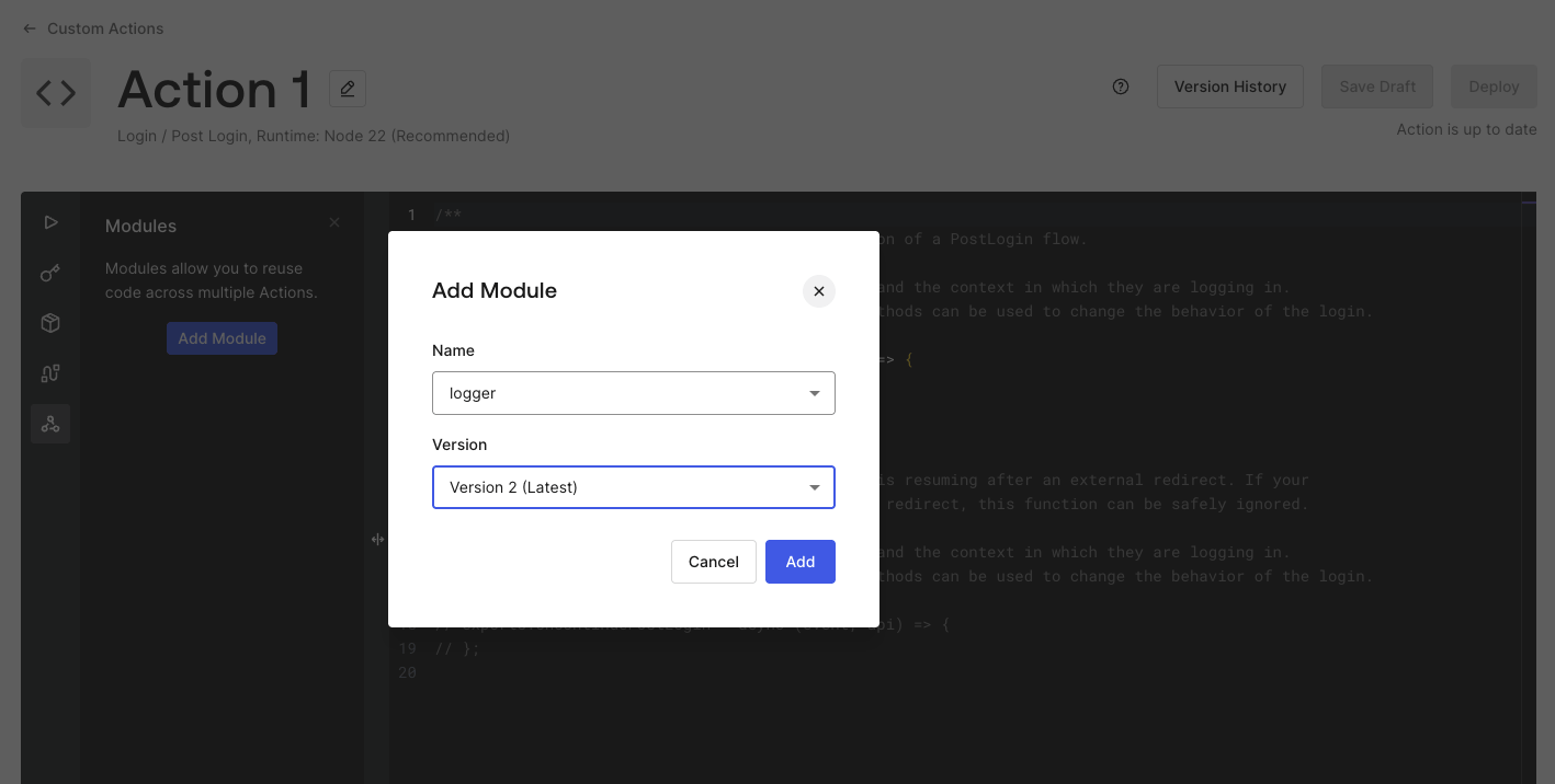 Actions - Add Action Module