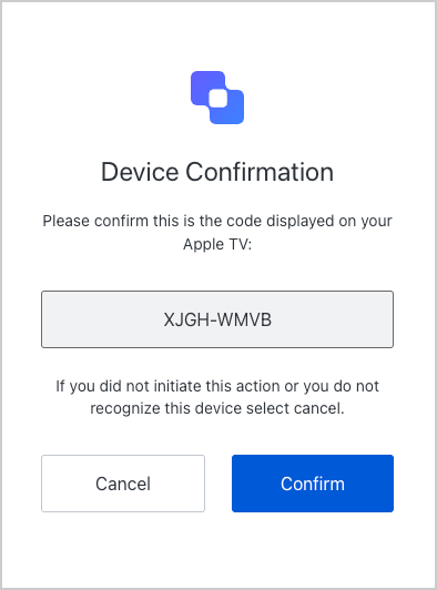 Auth0 Flows Device Authorization sample confirmation prompt directing the user to confirm the code