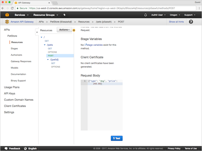AWS API Gateway - Request Body