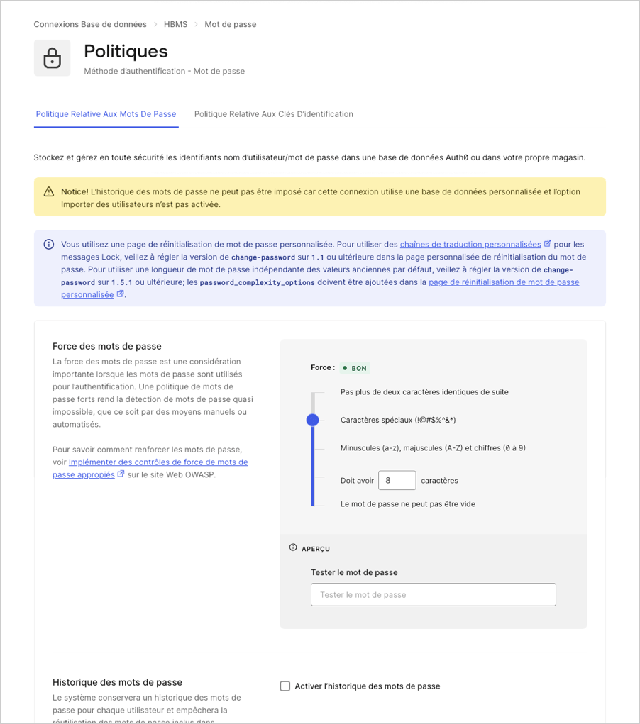 Auth0 Database Authentication - Password Policy - Password Strength