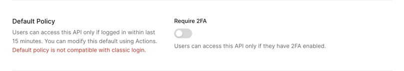 Default Policy API Setting