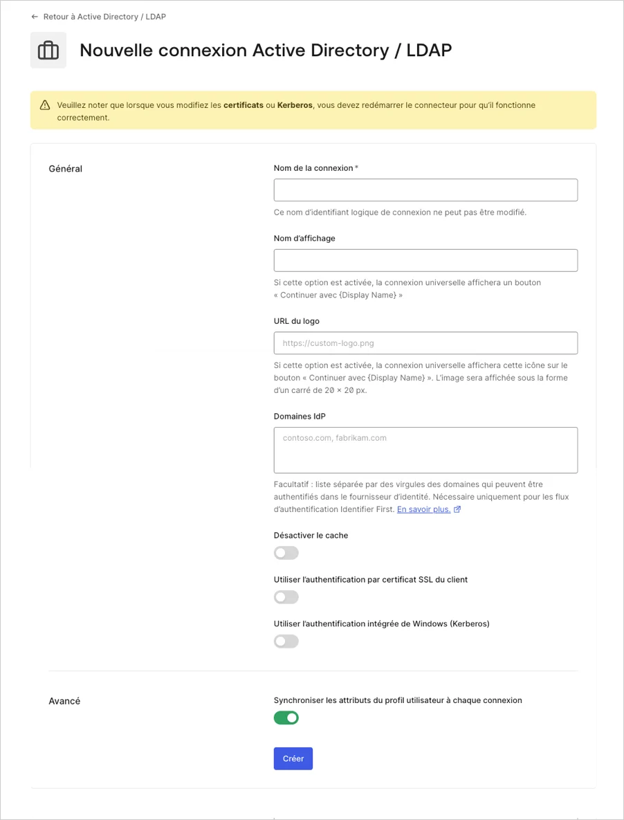 Saisissez les détails de connexion AD/ LDAP