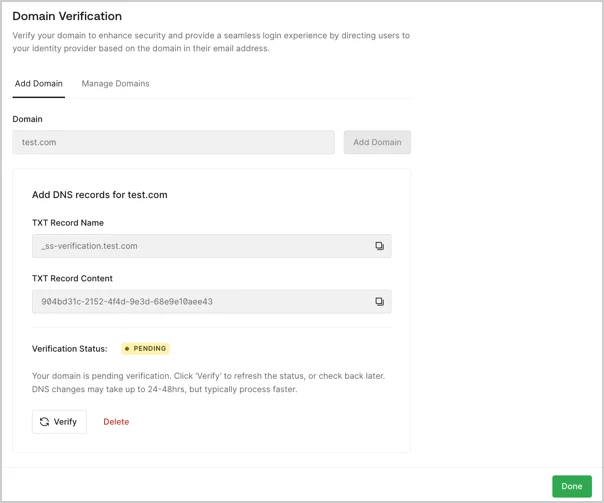 The last step of the self-service assistant that customer admins use to configure SSO.