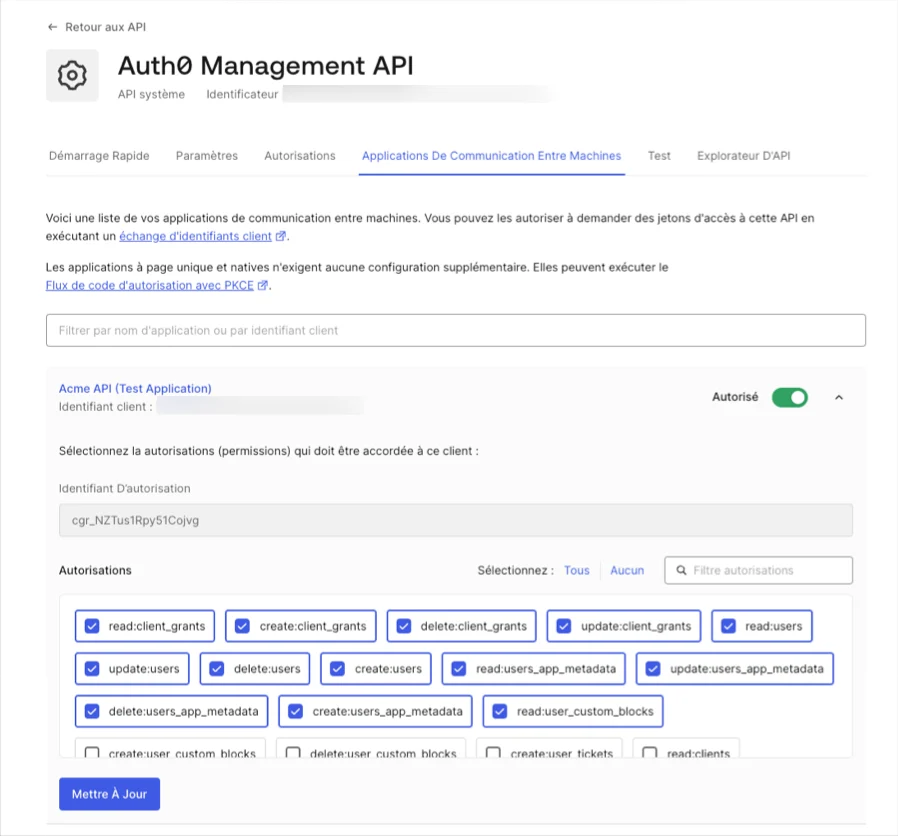 Modifier les permissions accordées à l'application