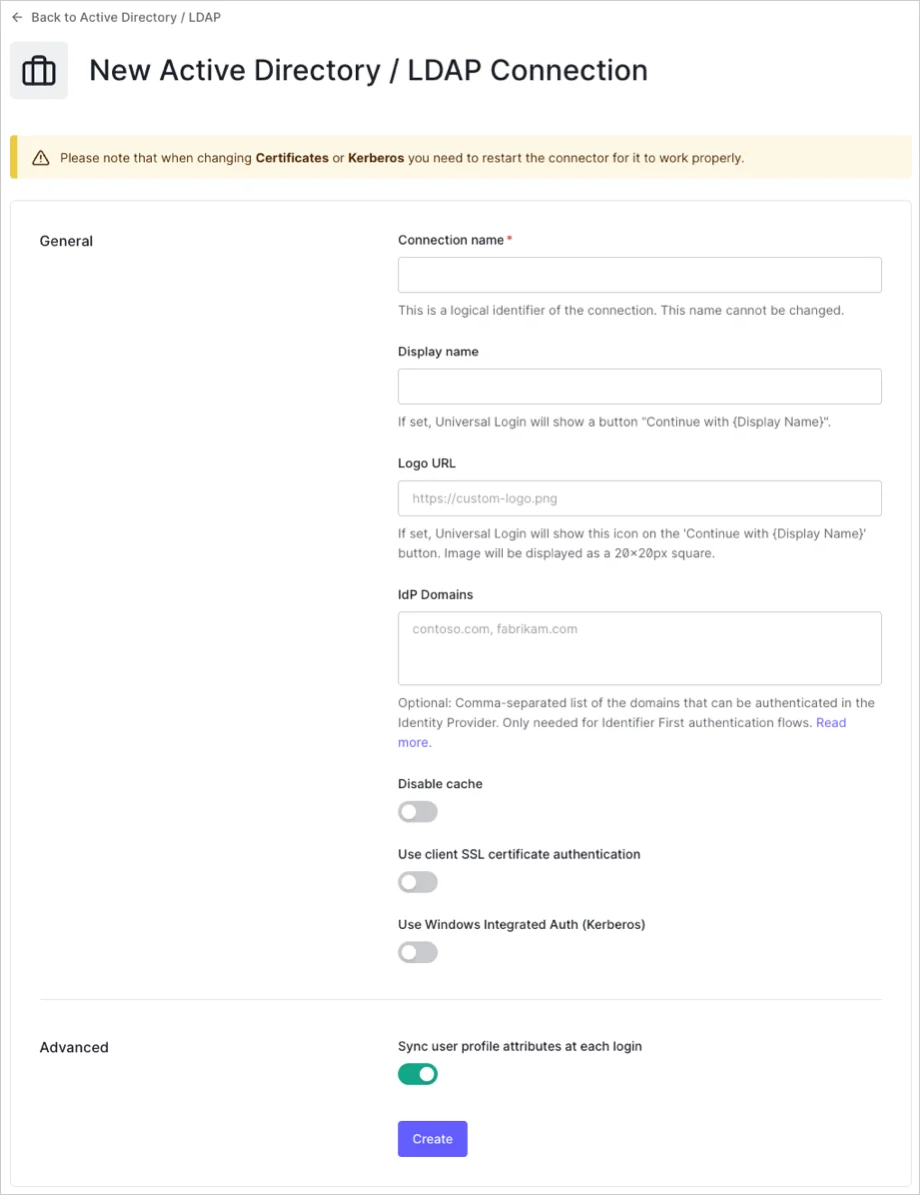 Enter AD / LDAP Connection Details