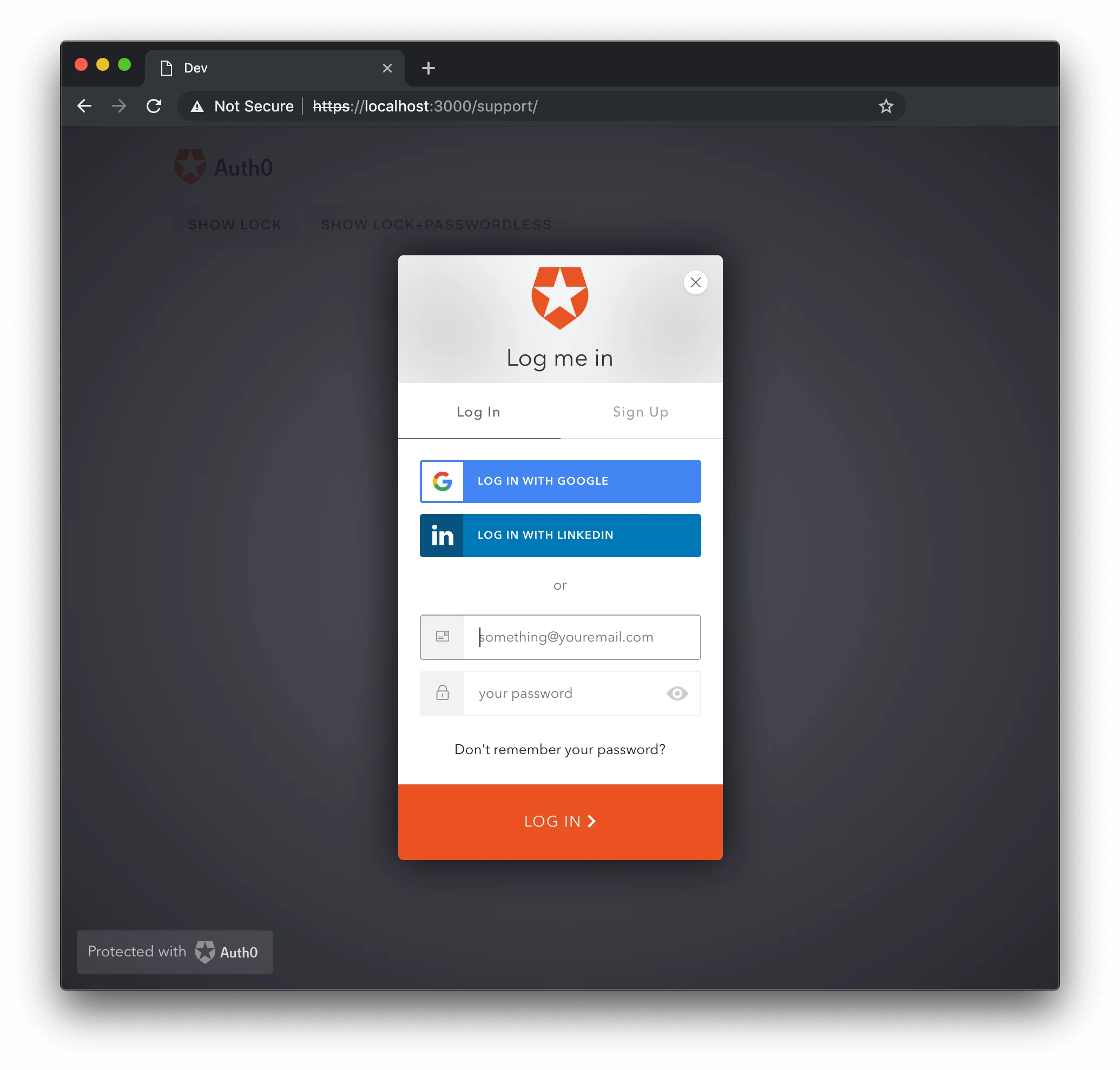 Customizing text in the Lock UI via languageDictionary option