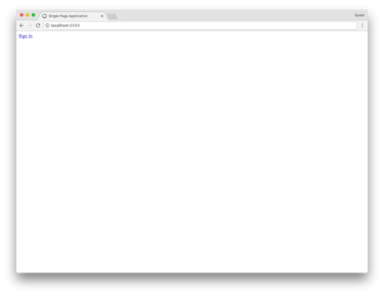 Example application sign in page