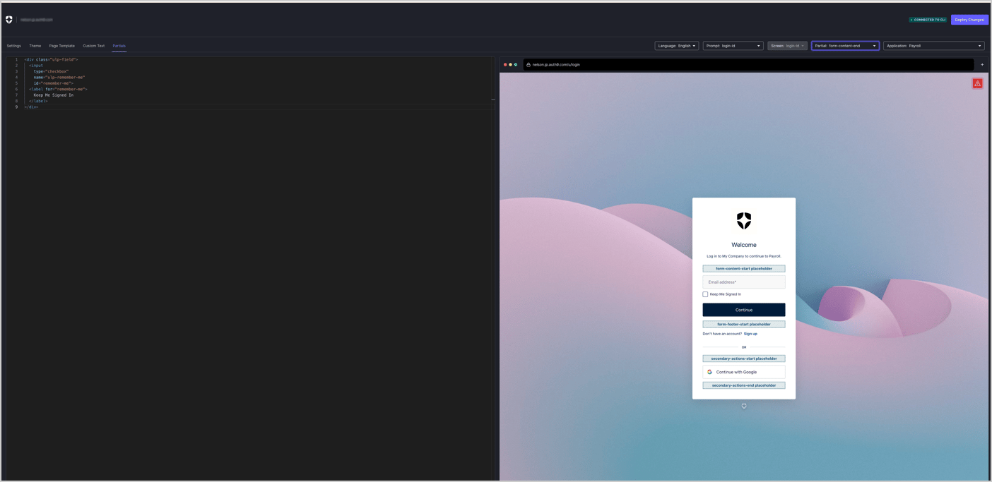 Auth0 CLI partials