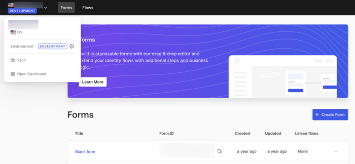 Dashboard > Forms > Vault