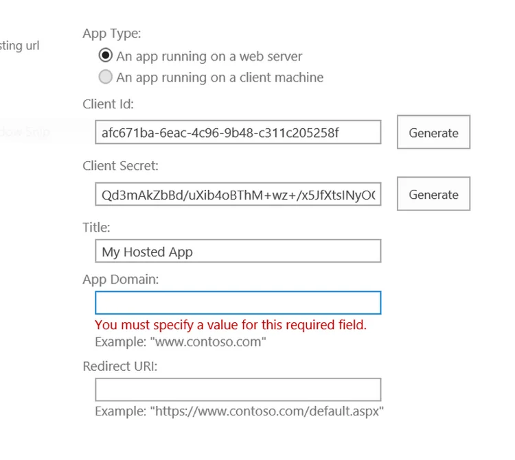 SharePoint - generate client id - generate client secret