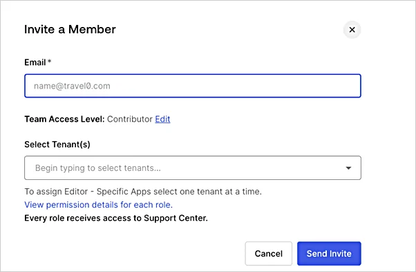 Team member management screenshot