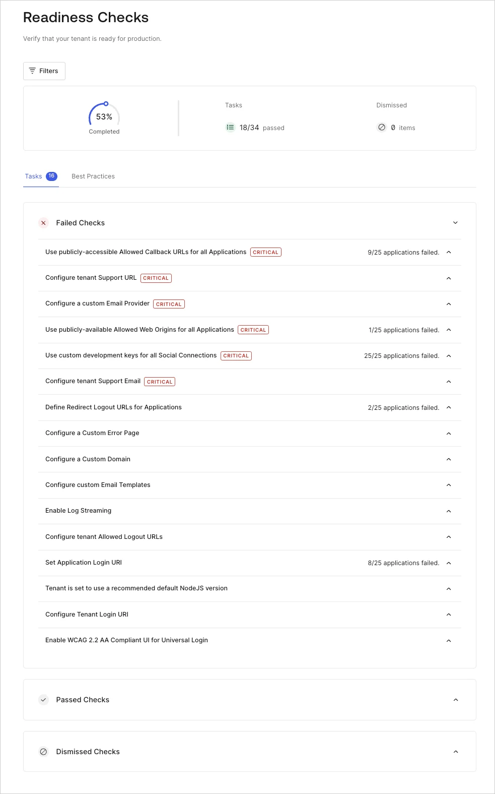 Auth0 Support pre-deployment production checks