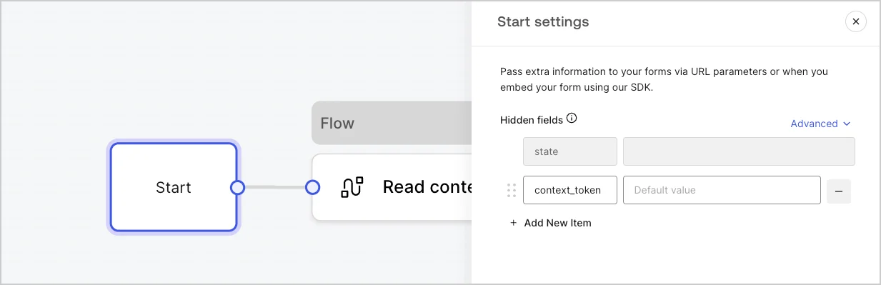 Dashboard > Forms > Start node