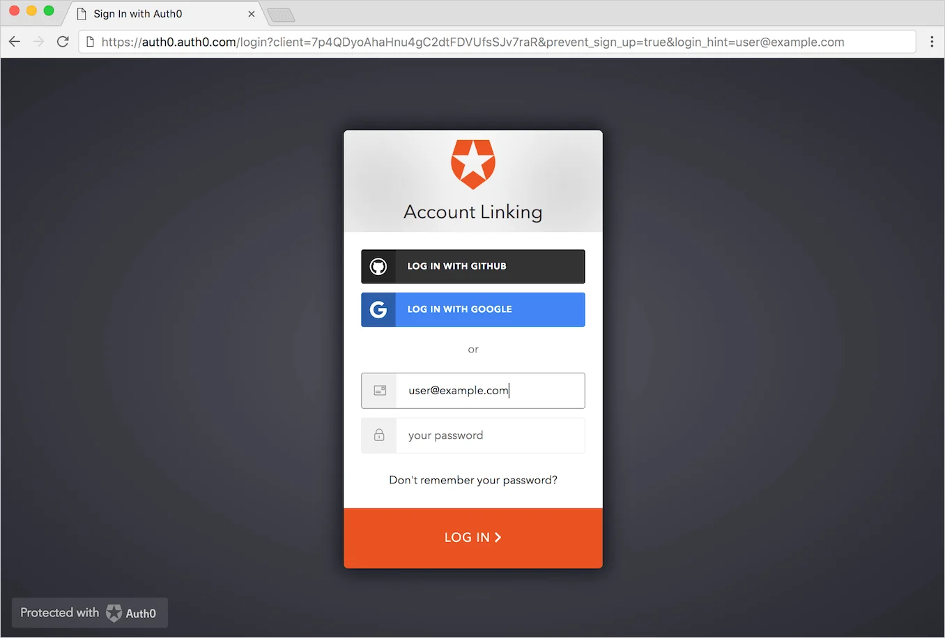 Account Link Hosted Page Example