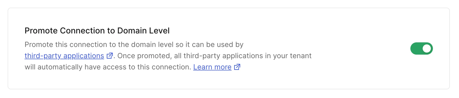 Promote Connection to Domain Level