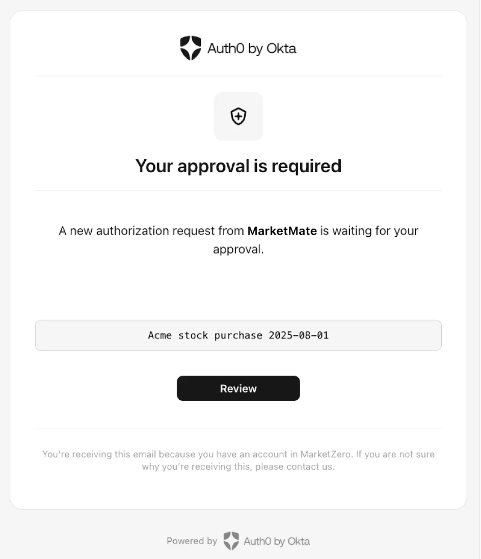 Auth0 sends email to user's verified email address