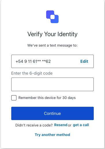 ACUL Reset Password MFA SMS Challenge