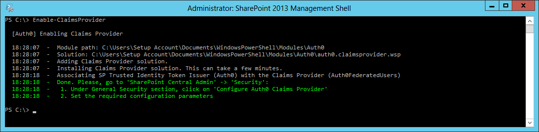 SharePoint Management Shell - Claims Provider のインストール