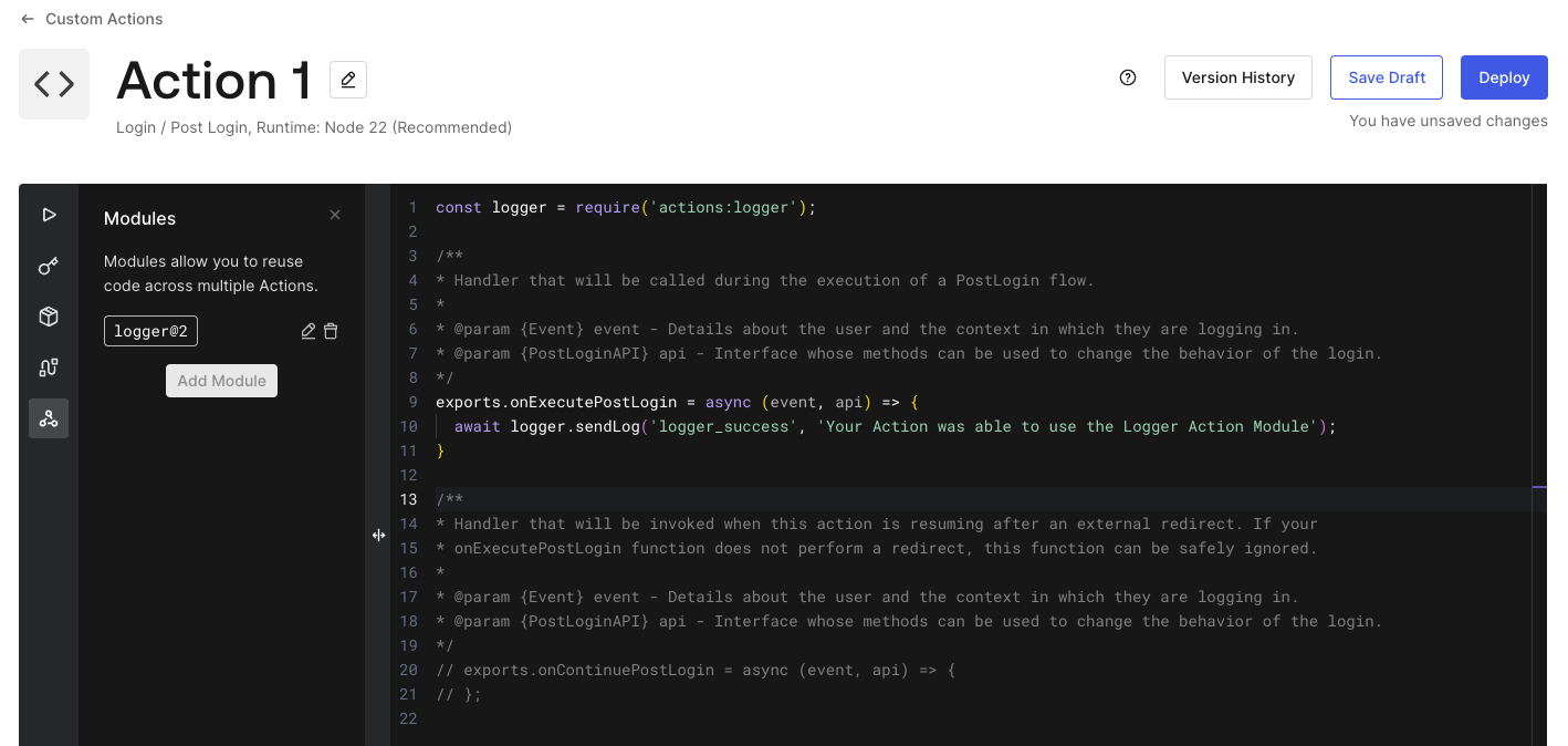 Actions - Use Action Module