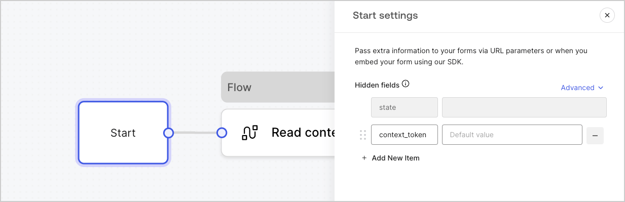 Dashboard > Forms > Start node
