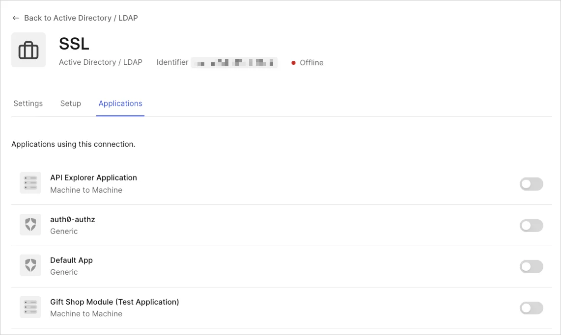 Dashboard - Connections - Enterprise - Applications