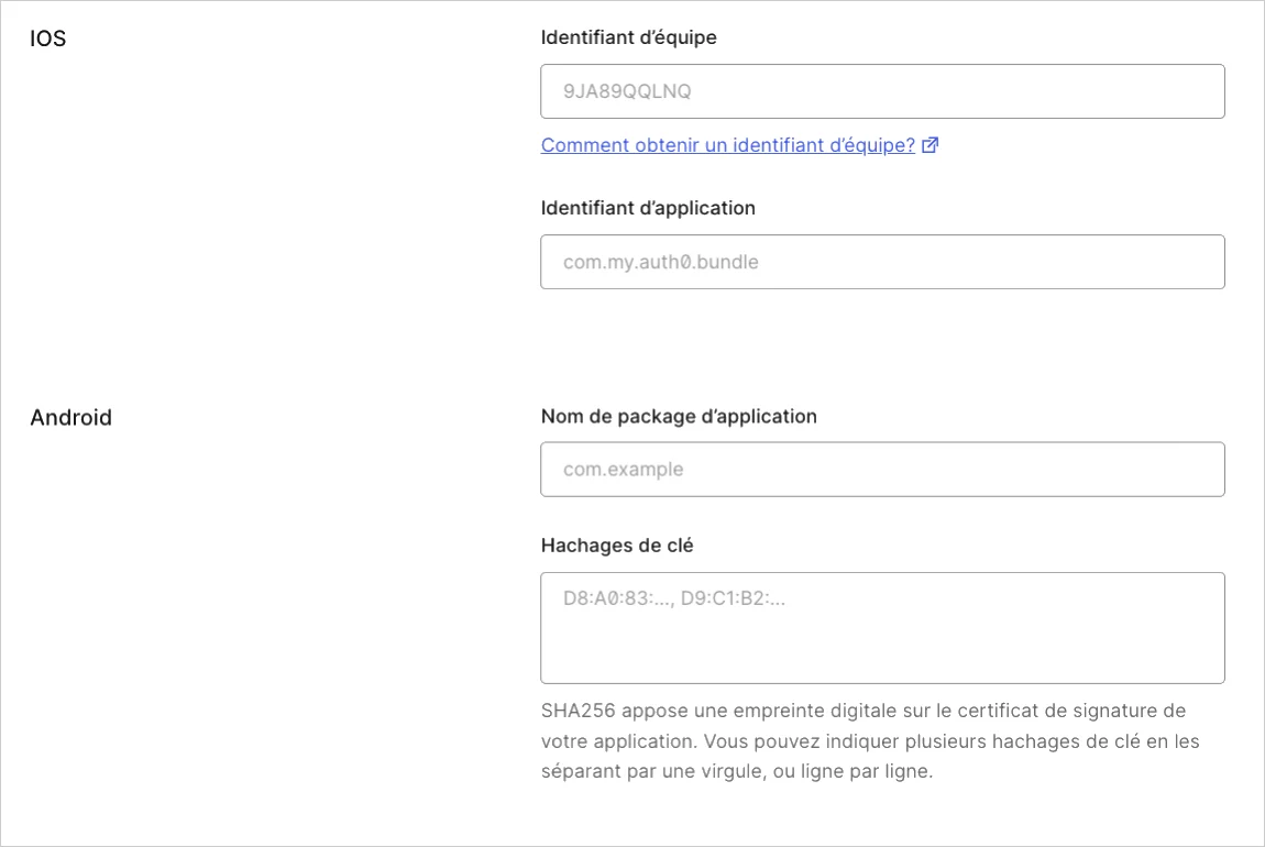 Dashboard (Tableau de bord) Applications Onglet Application Settings (Paramètres d’application) Advanced Settings (Paramètres avancés) Onglet Device Settings (Paramètres de périphérique)